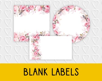 Blank Label Design Bundle | Blush Pink Watercolor Flowers | DIY Floral Business Product Packaging, Gift Tags, Place Cards, Stickers, & More