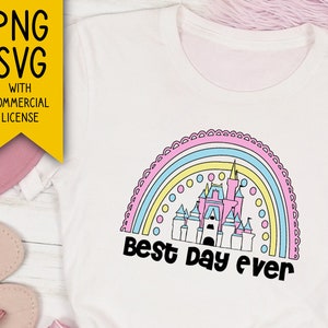Best Day Ever Castle Rainbow Digital Design | For Sublimation or Vinyl Crafting | WDW Inspired | PNG SVG Files with Commercial License