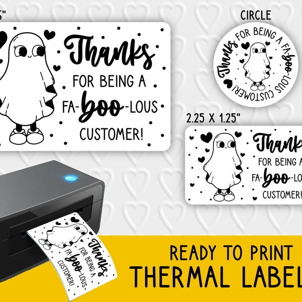 Thanks For Being A FaBOOlous Customer Thermal Label Designs | Small Business Thank You Packaging | For Thermal Printers | Rollo, Munbyn