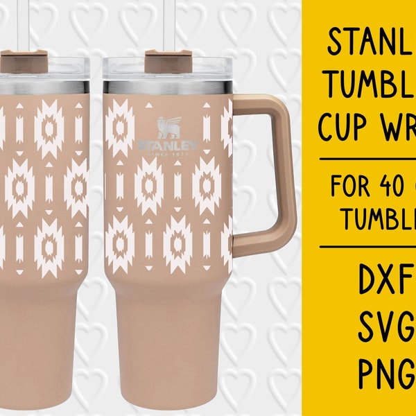 Stanley 40 Oz Tumbler Cup Wrap Aztec Tribal Digital Cut File | PNG SVG DXF | Pre-Sized | With Commercial License