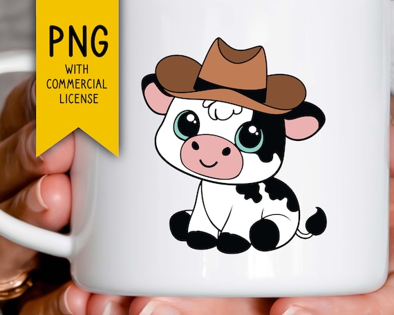 Cowboy Hat Cow Digital Design | Cute Farm Animal | for  display picture 2