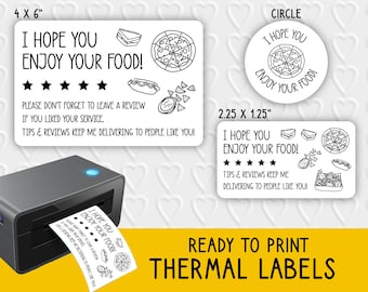 Genießen Sie Ihre Lebensmittel-Liefer Thermo-Etikett-Designs | Essen Lieferung / Doordash / Uber Eats Stickers | Für Thermodrucker | Rollo, Munbyn, Epson