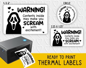 Termoetikettdesigner med spänning | Horroe-filminspirerad förpackning | För termoskrivare | Rollo, Munbyn, Epson