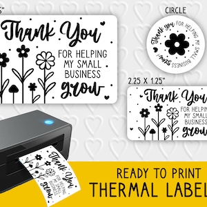 Danke, dass Sie meinem kleinen Unternehmen helfen, wachsen Thermo-Etikett-Designs | Verpackung für Kleinbetriebe | Für Thermodrucker | Rollo, Munbyn, Epson