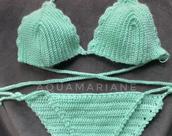 crochet triangle  bikini, crochet bikini set