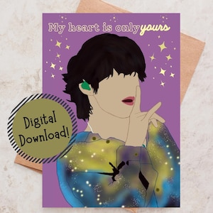Carte de voeux imprimable BTS V Taehyung Saint Valentin, carte d'anniversaire, carte de voeux Kpop, carte Punny, amour, cadeau de l'armée BTS, joueur de flûte