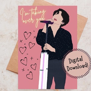Tarjeta de felicitación del día de San Valentín BTS JK Jungkook imprimible, tarjeta de aniversario, tarjeta de felicitación Kpop, tarjeta Punny, regalo del ejército BTS, Flautista