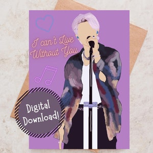 Carte de voeux imprimable BTS RM Namjoon Saint Valentin, carte d'anniversaire, carte de voeux Kpop, carte Punny, amour, cadeau de l'armée BTS, joueur de flûte