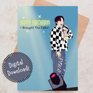 Imprimible S.Coups ¡Feliz Cumpleaños! ¡Traje el pastel! Tarjeta de cumpleaños, tarjeta linda, tarjeta de felicitación Kpop, tarjeta punny, tarjeta divertida, diecisiete quilates
