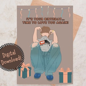 Imprimible BTS V Taehyung Love Me Again Tarjeta de cumpleaños, Tarjeta de cumpleaños, Tarjeta linda, Tarjeta de felicitación Kpop, Tarjeta Punny, Regalo del ejército BTS