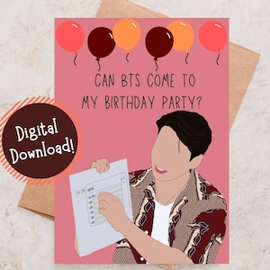 Tarjeta de felicitación de cumpleaños BTS JK Jungkook imprimible, tarjeta de cumpleaños, tarjeta linda, tarjeta de felicitación Kpop, tarjeta punny, tarjeta divertida, regalo del ejército BTS