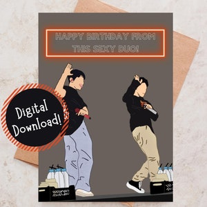 Tarjeta de felicitación de cumpleaños SVT Woozi y Hoshi imprimible, tarjeta de cumpleaños, tarjeta linda, tarjeta de felicitación Kpop, tarjeta punny, tarjeta divertida, diecisiete quilates