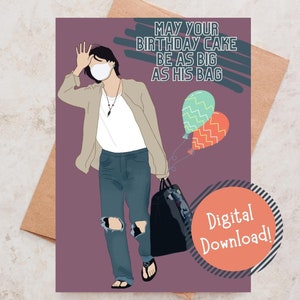 BTS Airport Yoongi mit Handtasche Geburtstagskarte, Geburtstagskarte, Kpop Grußkarte, Punny Karte, lustige Karte, BTS Armee Geschenk