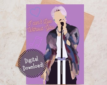 Printable BTS RM Namjoon Valentine's Day Greeting Card, Anniversary Card, Kpop Greeting Card, Punny Card, Love, BTS Army Gift, Pied Piper