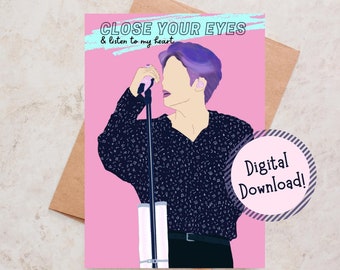 Printable BTS Jin Seokjin Valentine's Day Greeting Card, Anniversary Card, Kpop Greeting Card, Punny Card, Love, BTS Army Gift, Pied Piper
