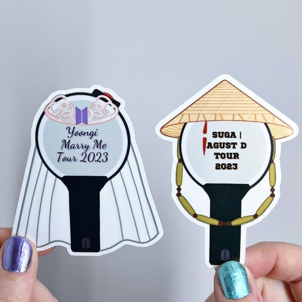 BTS Yoongi Marry Me Tour 2023/SUGA AGUST D Tour 2023 Army Bomb Laminated Glossy Vinyl Stickers