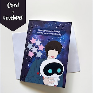 Carte d'anniversaire BTS Jin l'astronaute, carte de voeux Kpop, carte Punny, jolie carte, cadeau BTS Army