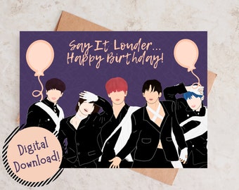 Déjà vu TXT imprimable, dites-le plus fort... Joyeux anniversaire ! Carte d'anniversaire, carte de voeux Kpop, carte Punny, jolie carte, cadeau TXT Moa