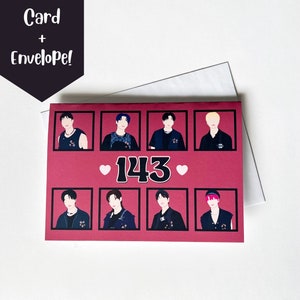 Stray Kids OT8 143 (I Love You) Valentinstag Karte, Freundschaftskarte, Kpop Grußkarte, Punny Karte, süße Karte, SKZ Bleib Geschenk