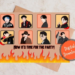 Ateez imprimable « Maintenant, c’est l’heure de la fête ! » Carte d’anniversaire, Carte de vœux Kpop, Carte Punny, Ateez Bouncy, Atiny Gift