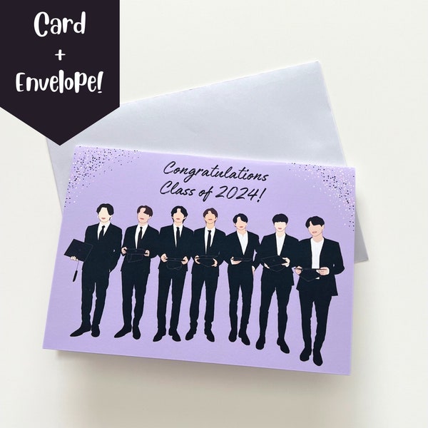 BTS Congratulations Class of 2024 Purple Graduation Greeting Card, Graduation Card, Kpop Greeting Card, BTS Army Gift