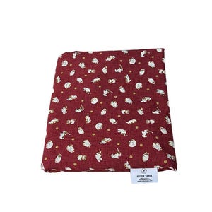 Futon with Cover .  Hand Made Vintage Style futon. Cats Burgundy Cover.  All Cotton Futon. Japanese Futon. SHIKIBUTON. Vintage style bed.
