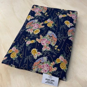 Limited Edition Futon with Wagara Fan Navy Cover. Hand Made Vintage Style futon. All Cotton Futon. Japanese Futon. SHIKIBUTON.