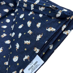 Futon with Cover .  Hand Made Vintage Style futon.  Cats Navy Cover.  All Cotton Futon. Japanese Futon. SHIKIBUTON. Vintage style bed.