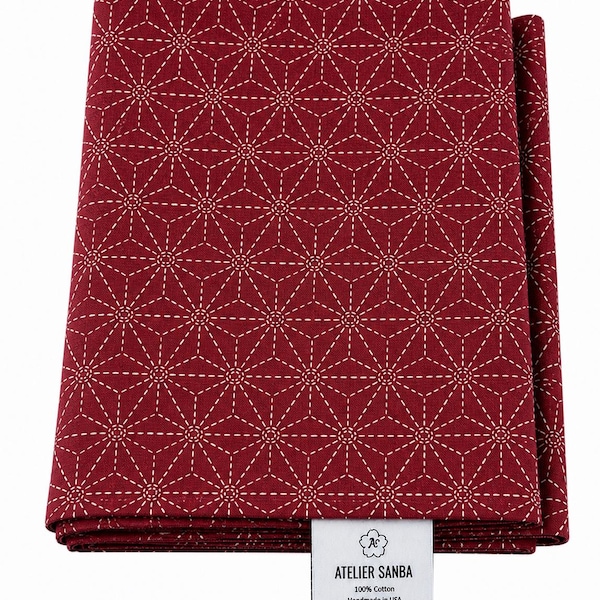 Asa-no-ha Red Custom Cotton Futon Cover.  Japanese Fabric. Handmade Shiki Futon Cover.