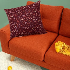 Japanese Dragonfly Fabric Throw Pillow - Tombo Burgundy