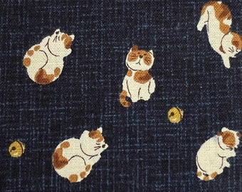 Cats Navy Custom Cotton Futon Cover.  Japanese Fabric. Handmade Shiki Futon Cover.