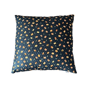 Japanese Owl Fabric Throw Pillow - Navy