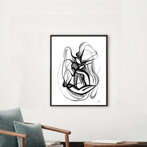 Silhouette Sketch Drawing, Minimalist Charcoal Drawing, Abstract Line art