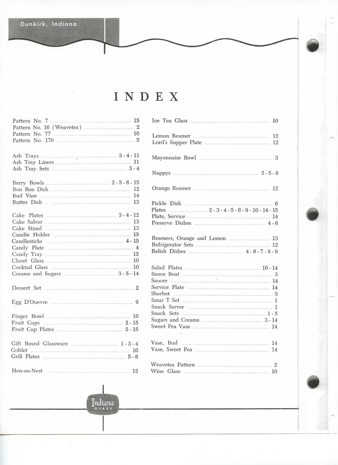 1956 Indiana Glass Catalog - Etsy