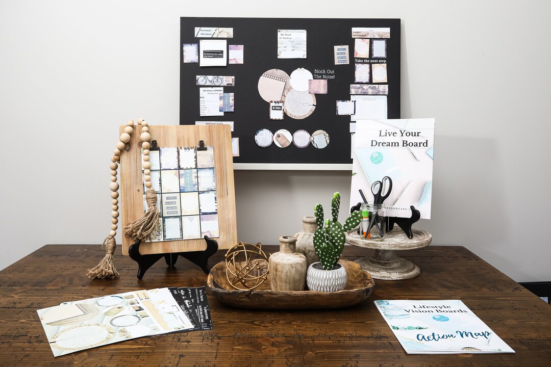 Rectangle Vision/dream Board Kit Natural Themed Goal Setting Guidance