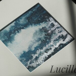 Lucille ~ Original signiertes abstraktes Aquarell ~ Blau, Schwarz, Silber mit MetallicEffekten Aktiv