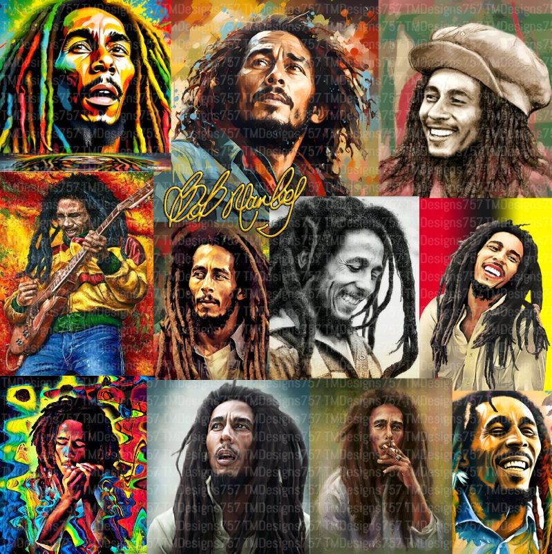 COLLAGE - Bob Reggae; Marley Reggae; Rasta Music; Tumbler