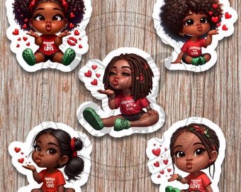 Printable Stickers - handmade with love; black girls; business stickers; digital; printable; decals; stickers; journals; planners; notebooks