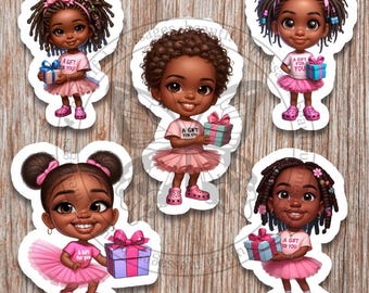 Printable Stickers - gift for you; African-American girls; business stickers; digital; printable; decals; journals; planners; notebooks
