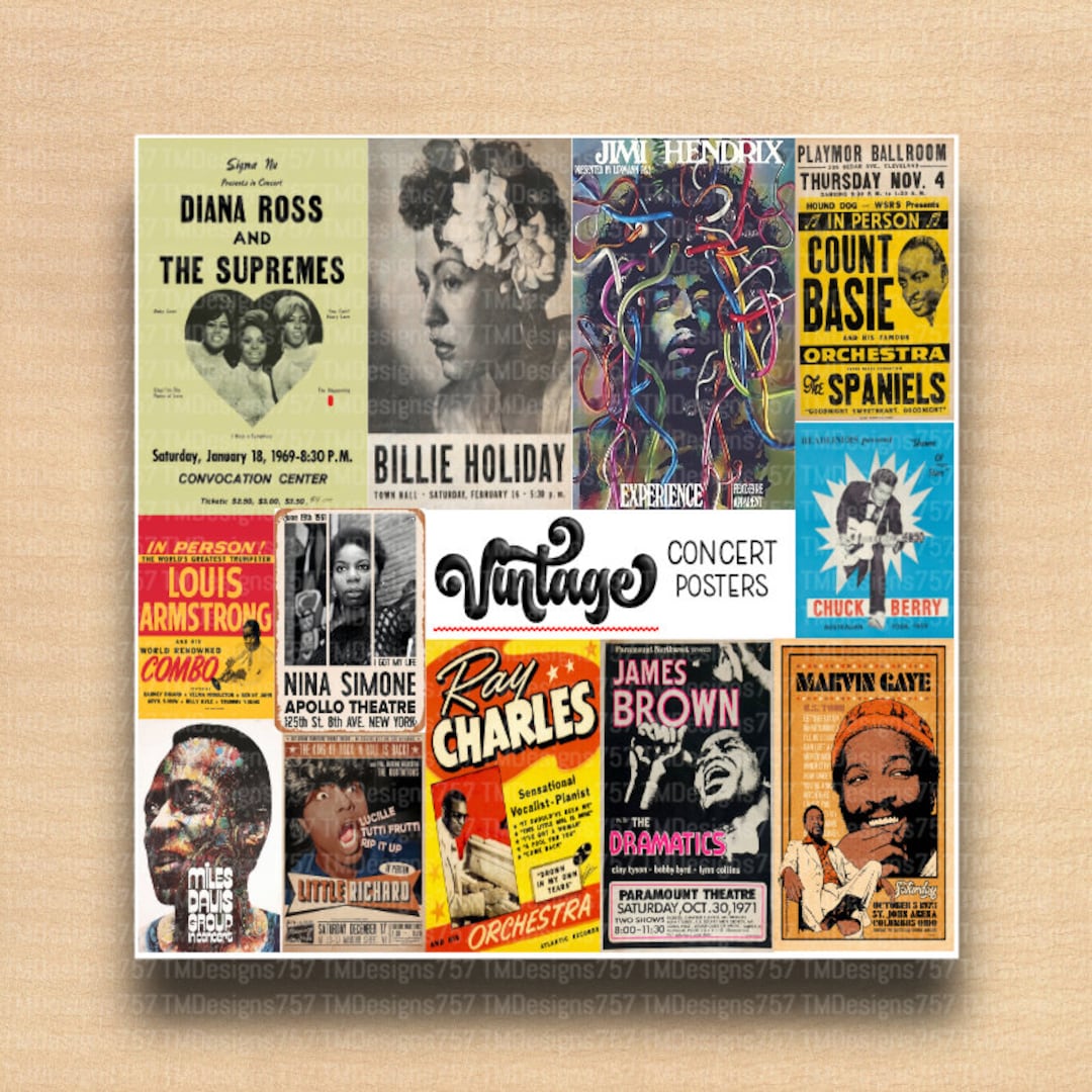 COLLAGE Vintage Concert Posters Classic Tumbler Entertainment Tumbler