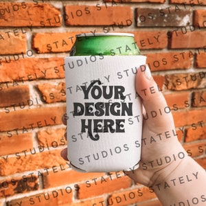 White Can Cooler Mock Up, Summer Mock Up, Blank Mock Up