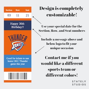 OKC Thunder Surprise Ticket Geschenk, Oklahoma City Thunder Custom Ticket, Vatertagsgeschenk, Geburtstagsgeschenk, Jubiläumsüberraschung