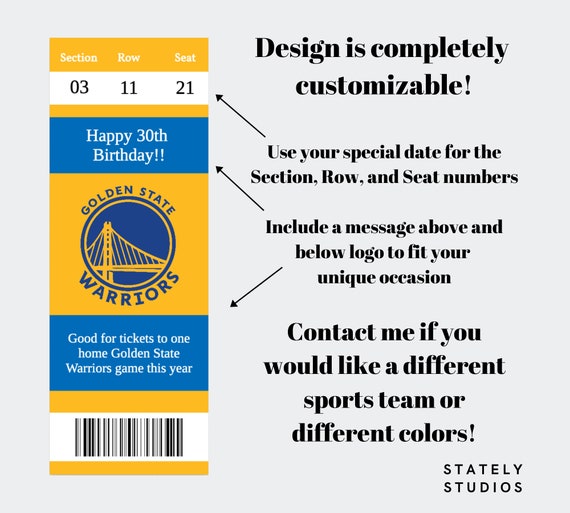 Golden State Warriors Surprise Ticket Gift Golden State Etsy