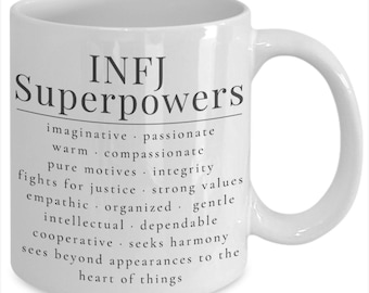 INFJ mug, infj strengths, infj coffee mug, infj gift, gift for infj, infj personality, Myers Briggs mug, Myers Briggs type, personality mug