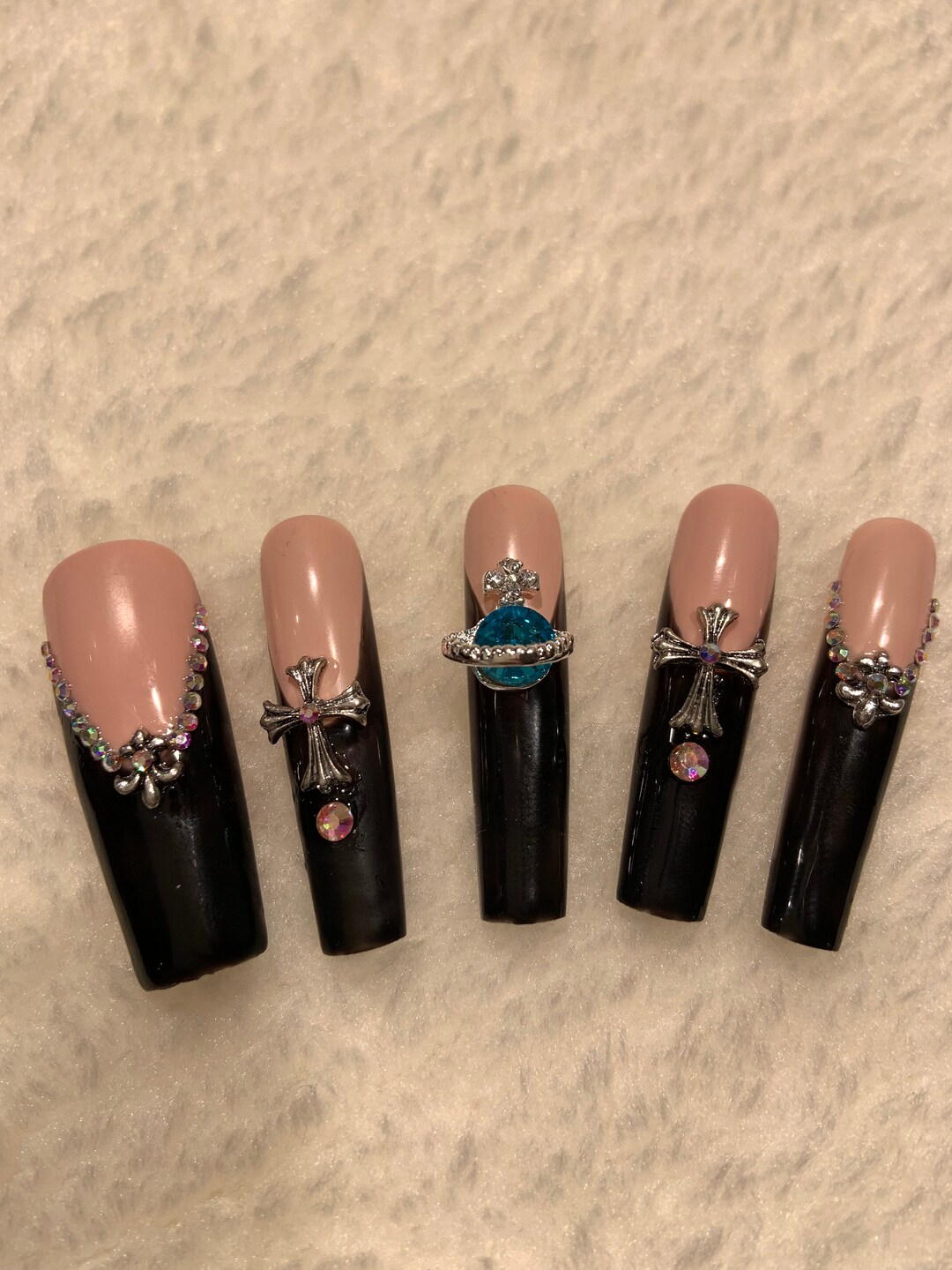 Chrome Hearts X Vivienne Westwood French Tip Nails 