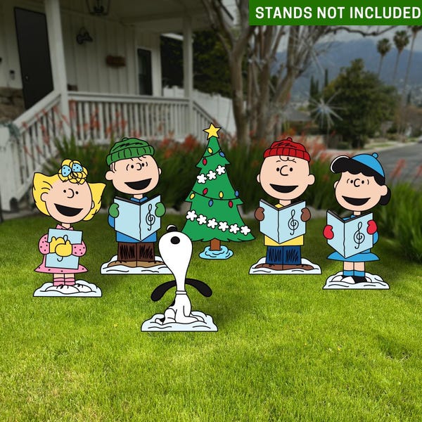 Peanuts Christmas Carolers Yard Sign, Holiday Lawn Decor