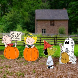 Peanuts Halloween Yard Art, Great Pumpkin Cutouts, Lawn Sign - Etsy
