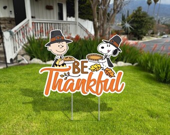 Charlie Brown Thanksgiving Yard Sign, Peanuts Decoration, Photo Prop