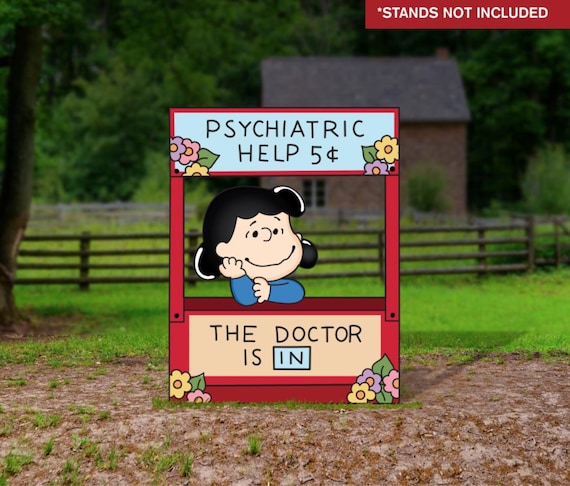 Charlie Brown Peanuts Lucy Psychiatric Help Booth, Yard Sign Cutout