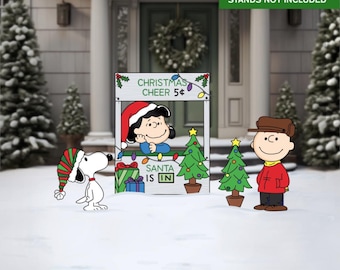 Peanuts Christmas Yard Sign Cutout, Lucy's Booth, Charlie Brown Decoration